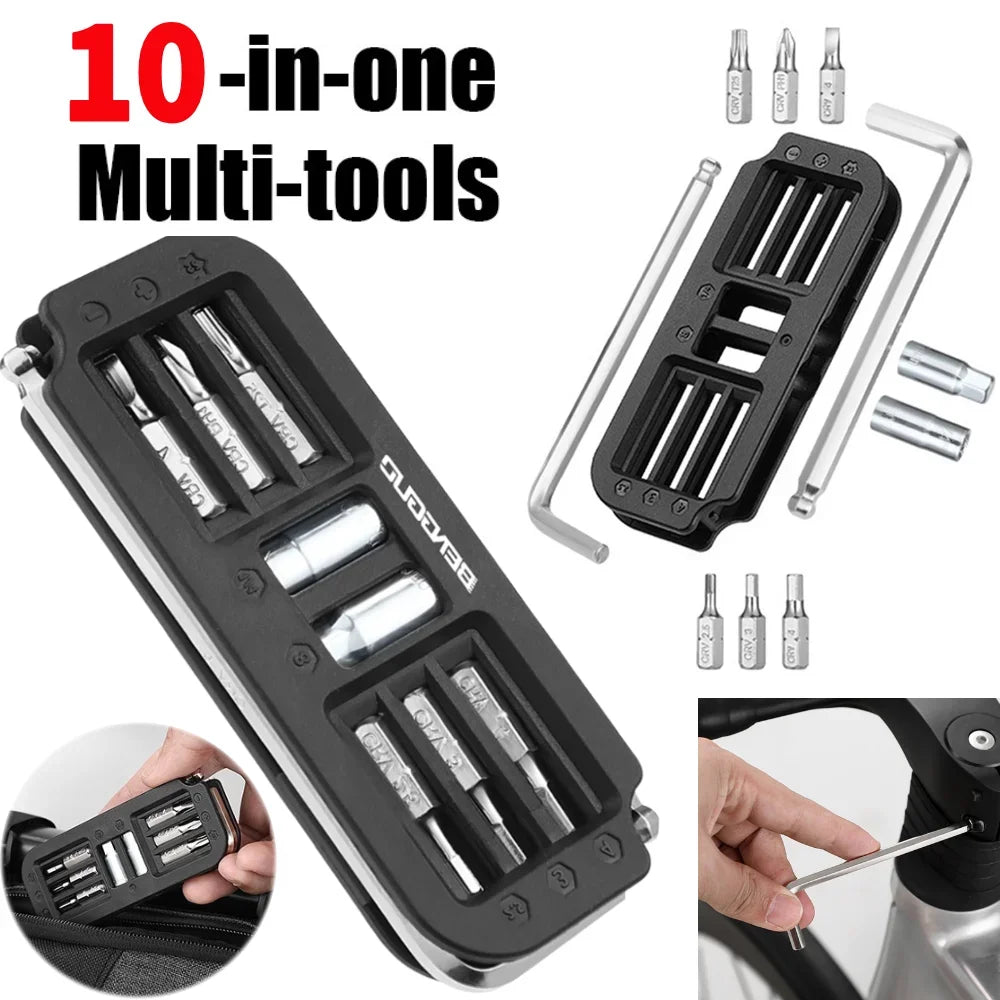 10 IN 1 Bicycle Repair Tools Multifunctional MTB Road Bike Repair Tool Kit Combination Maintenance Tools Cycling Accessories