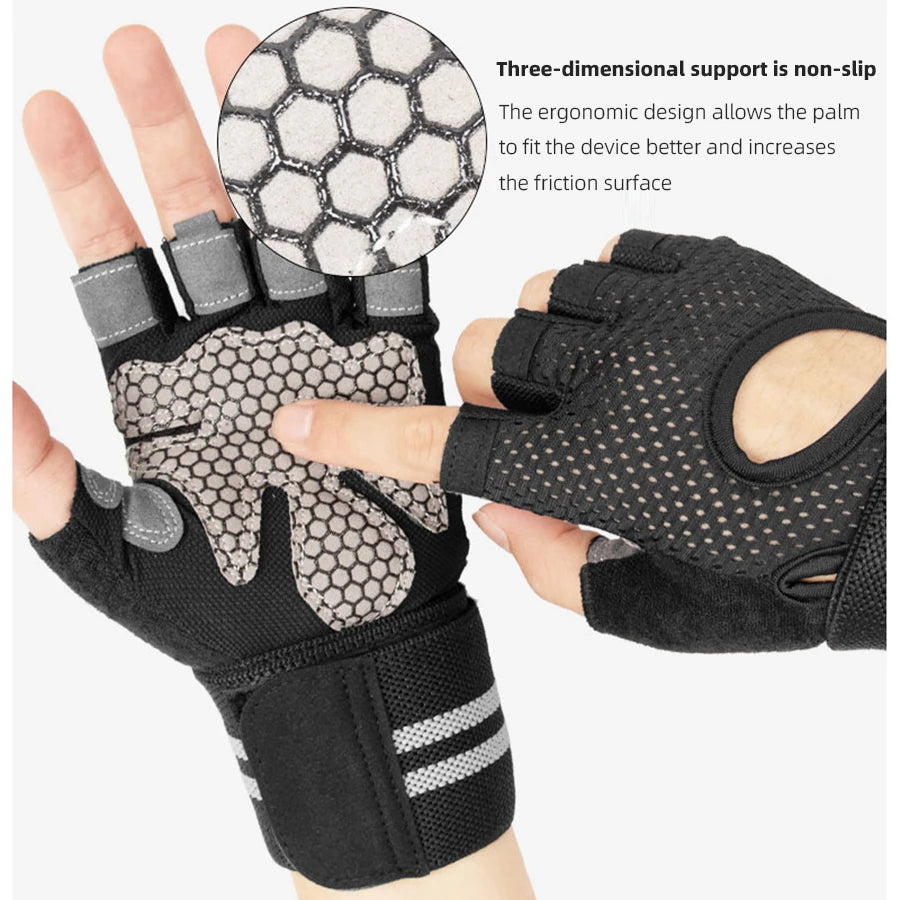 With Anti-Slip Shock-Absorbing Workout Gloves Motorcycle Exercise Cycling Gloves Weight Lifting Gym Training Light Biking Gloves