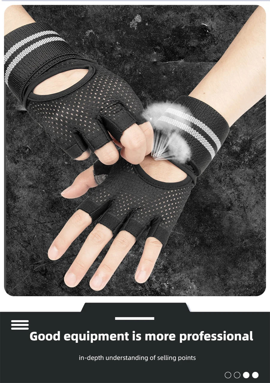 With Anti-Slip Shock-Absorbing Workout Gloves Motorcycle Exercise Cycling Gloves Weight Lifting Gym Training Light Biking Gloves