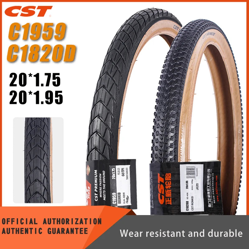 CST 20 inch Bicycle tires 406 20X1.75 20X1.95 Brown Skin edge retro C1820D C1959 Folding Bike Tyre  ﻿
