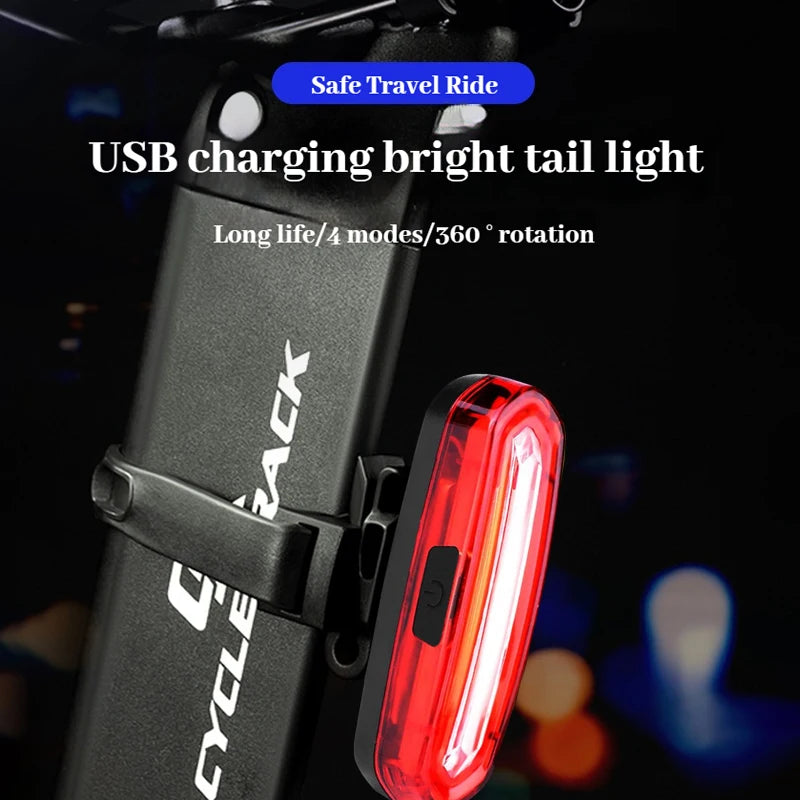 USB Rechargeable LED Bicycle Taillight, Red Bike Rear Light, Cycling Warning Light, Mountain Bicycle Lamp