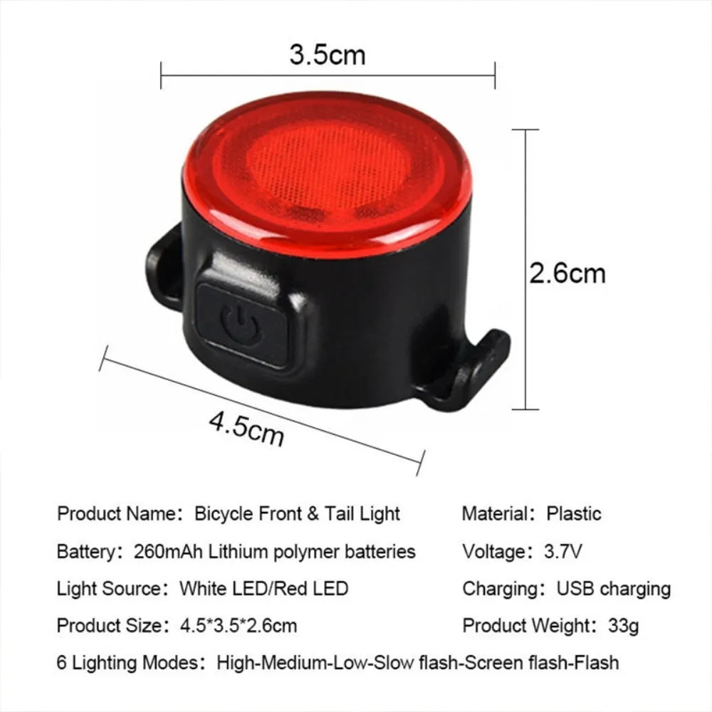 Bike Headlight USB Rechargeable Mini Warning Taillight Highlight Riding Taillight Front Rear Bicycle Lamp Headlights Accessories