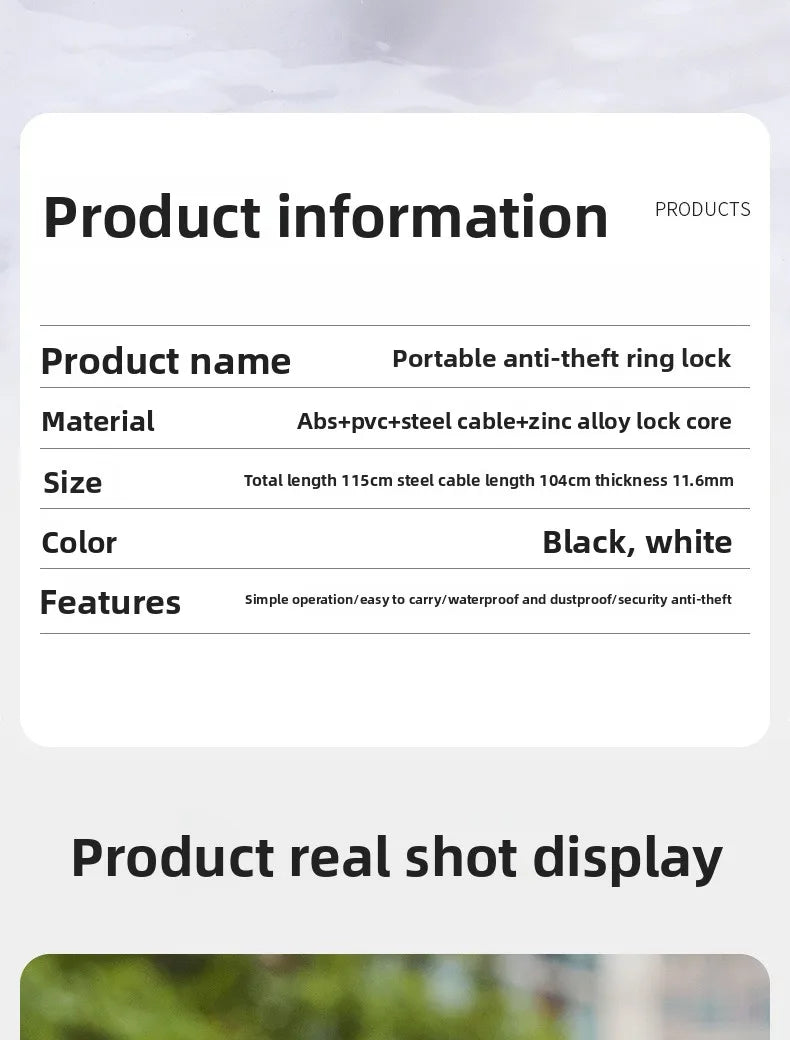 Bicycle Anti-theft Lock, Electric Bike Cable, Portable Bike Lock, Chain Lock, Bicycle Riding Accessories