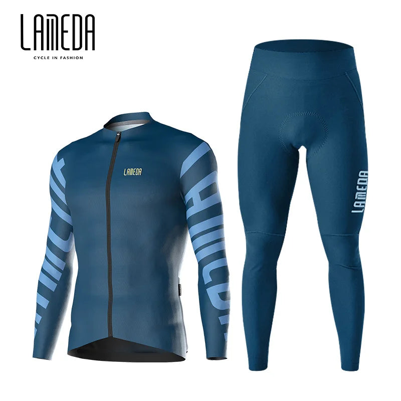 Lameda Bicycle Clothes Set Comfortable Breathable Tight Quick Drying Men's Cycling Clothes Long Sleeved Top Bicycle Pants
