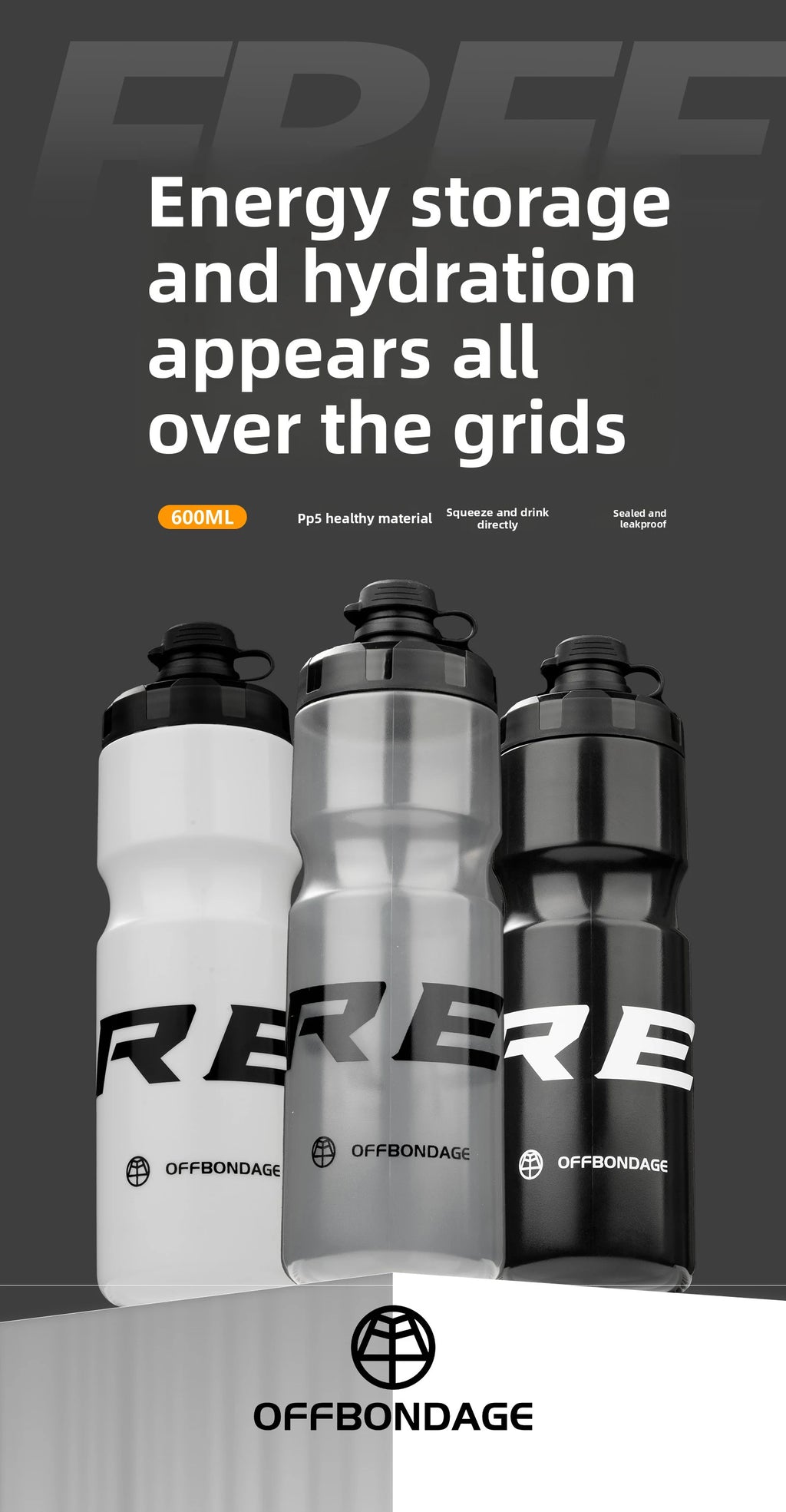 OFFBONDAGE Bicycle Water Bottle Squeezable Cycling Bottle Non-Deform Ultralight Sports Bottle Outdoor Camping Bike Drink Bottle