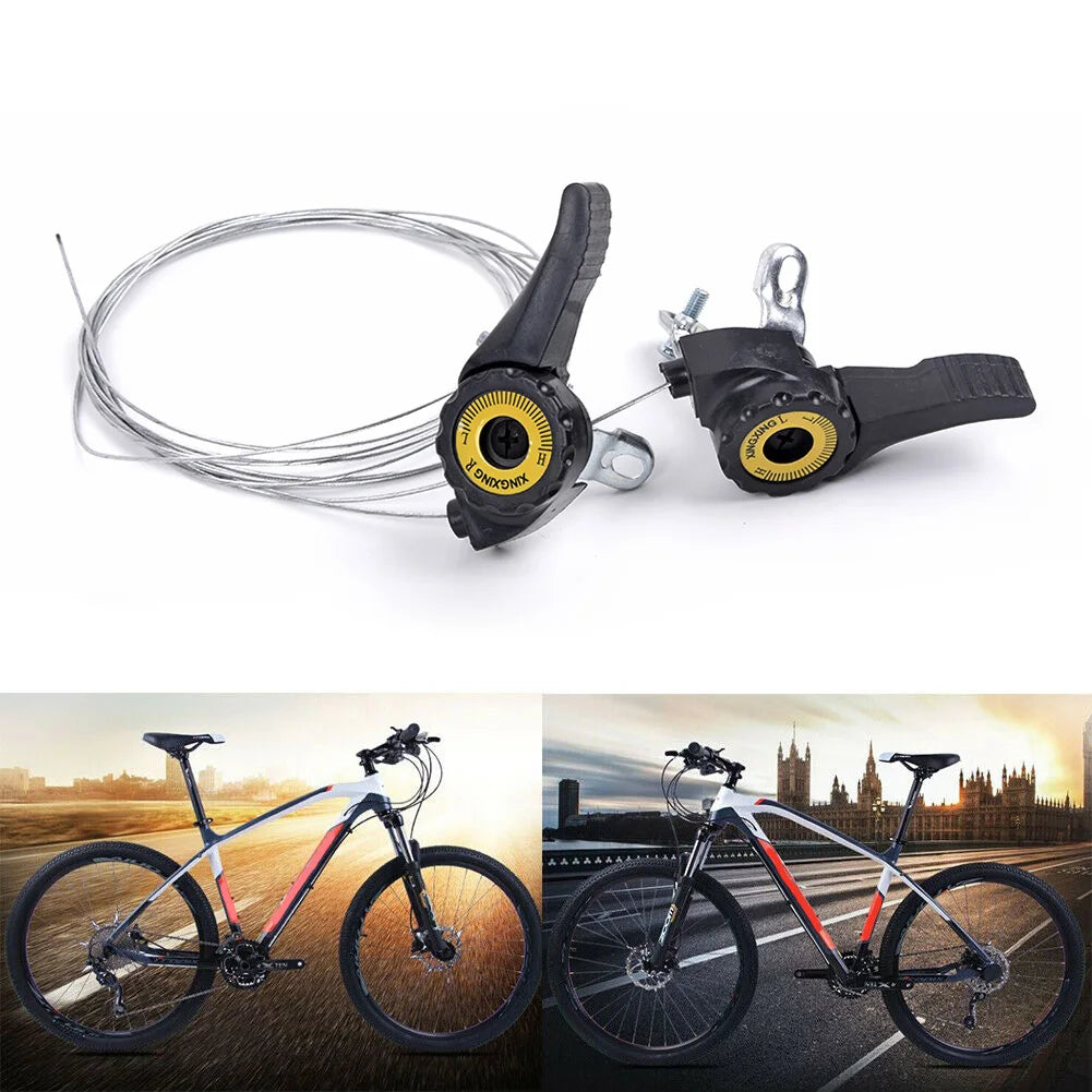 1 Pair Bicycle Shifter 15/18/21 Speed UniversalLever Mountain Bike With Cable Trigger Gear Shift Levers Bicycle Deraille Black