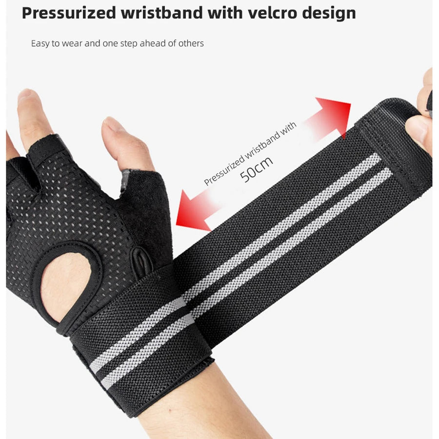 With Anti-Slip Shock-Absorbing Workout Gloves Motorcycle Exercise Cycling Gloves Weight Lifting Gym Training Light Biking Gloves