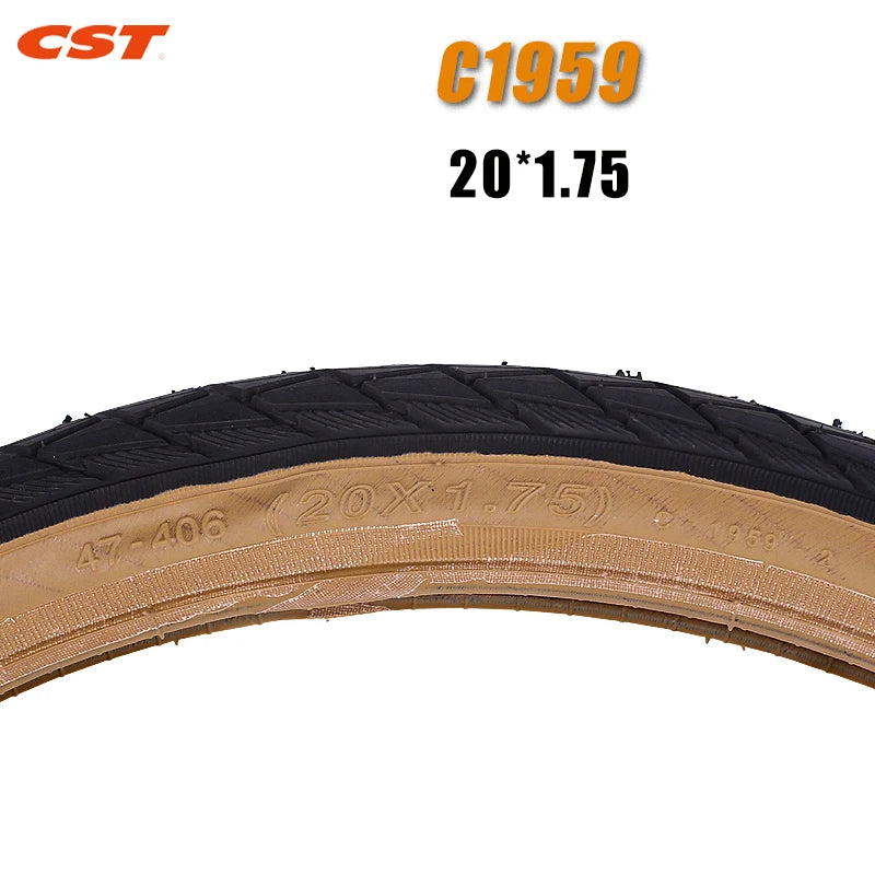 CST 20 inch Bicycle tires 406 20X1.75 20X1.95 Brown Skin edge retro C1820D C1959 Folding Bike Tyre  ﻿