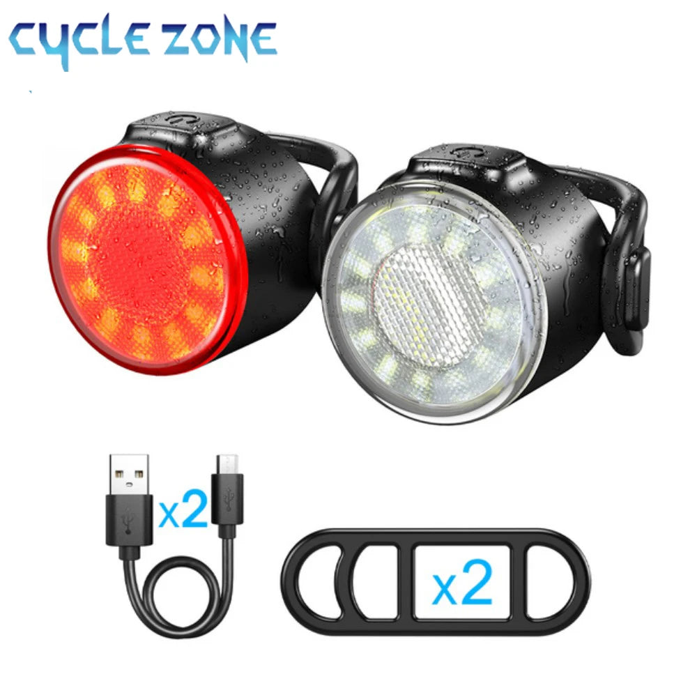 Bike Headlight USB Rechargeable Mini Warning Taillight Highlight Riding Taillight Front Rear Bicycle Lamp Headlights Accessories