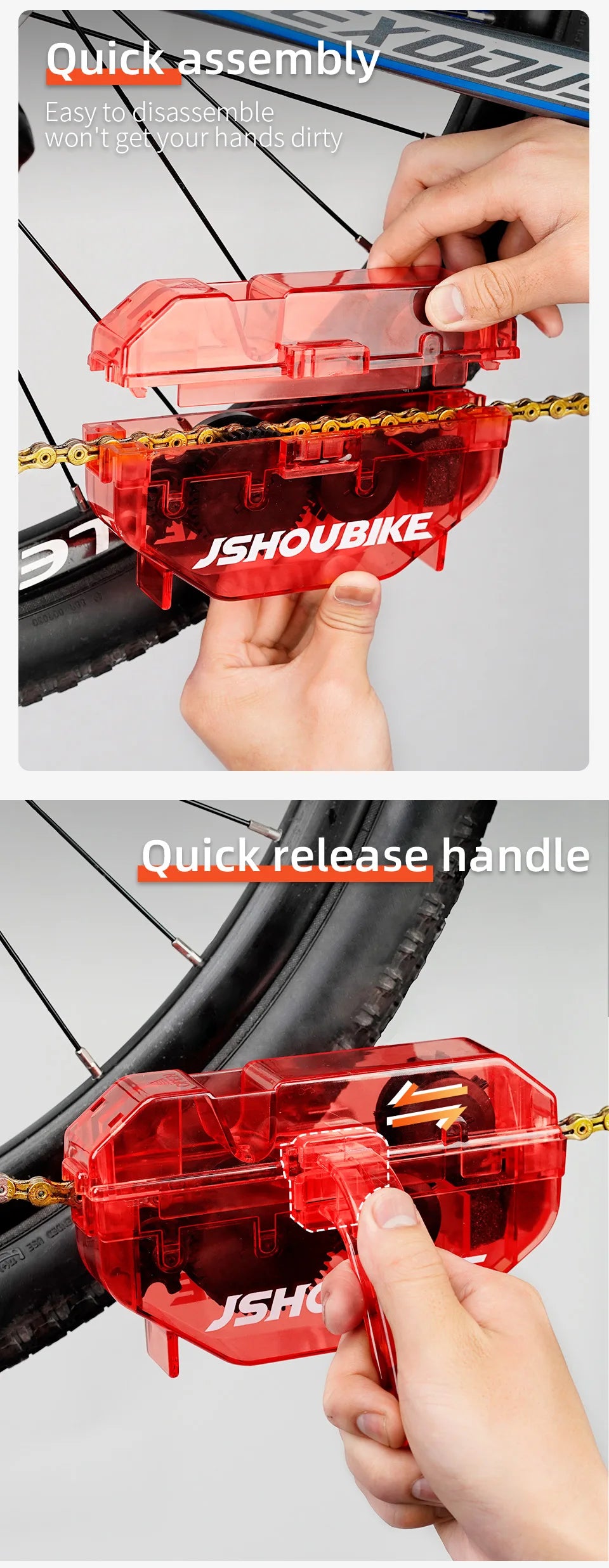 Bicycle Red Chain Cleaner Bike Chain Cleaning Tool Cycling Scrubber Washer Tool Mountain Bike Washing Kit Bicycle Accessories