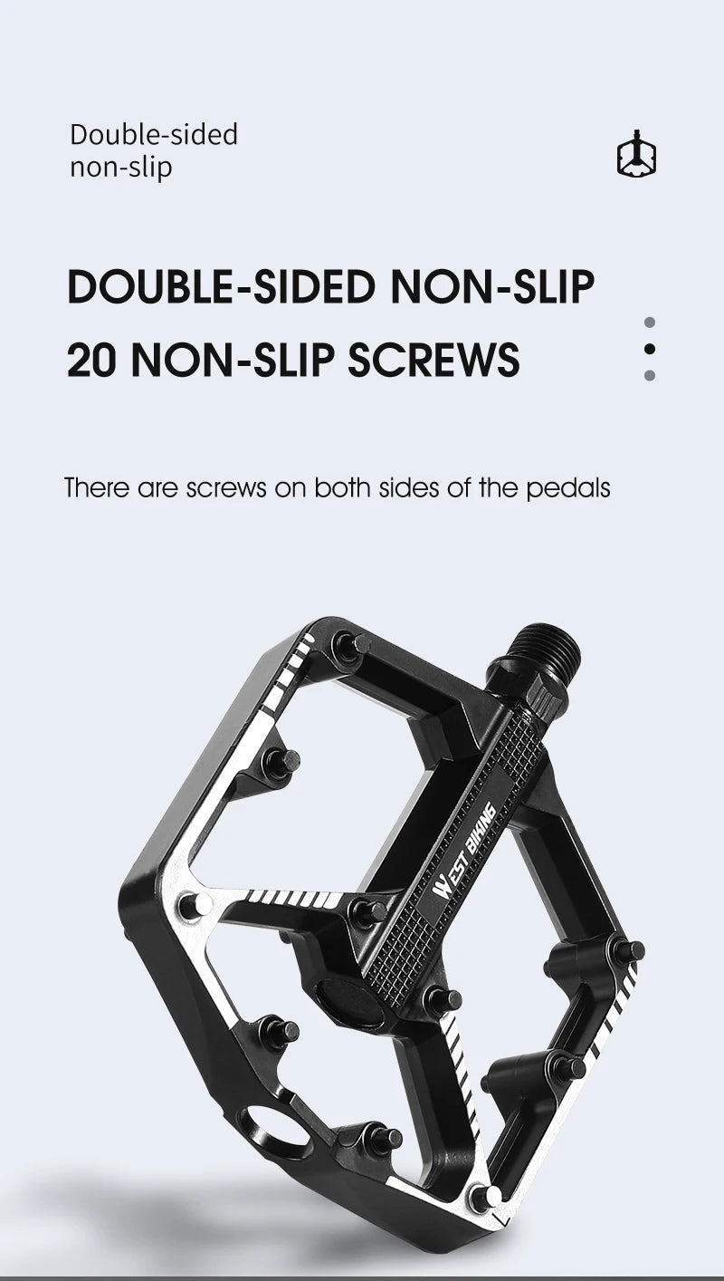 WEST BIKING DU Bearing Bicycle Pedal Anti-slip Cycling Pedal Ultralight Aluminum Alloy MTB Road Bike Pedal Bike Accessories