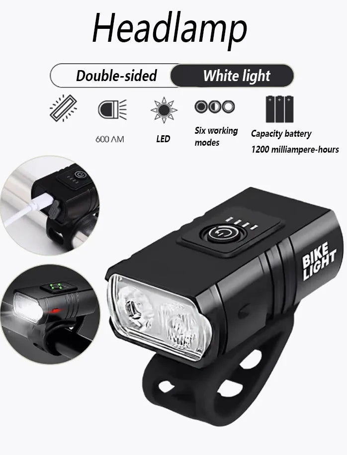The high-power bicycle lamp, USB rechargeable, waterproof, durable and bright LED ensure safety during night riding