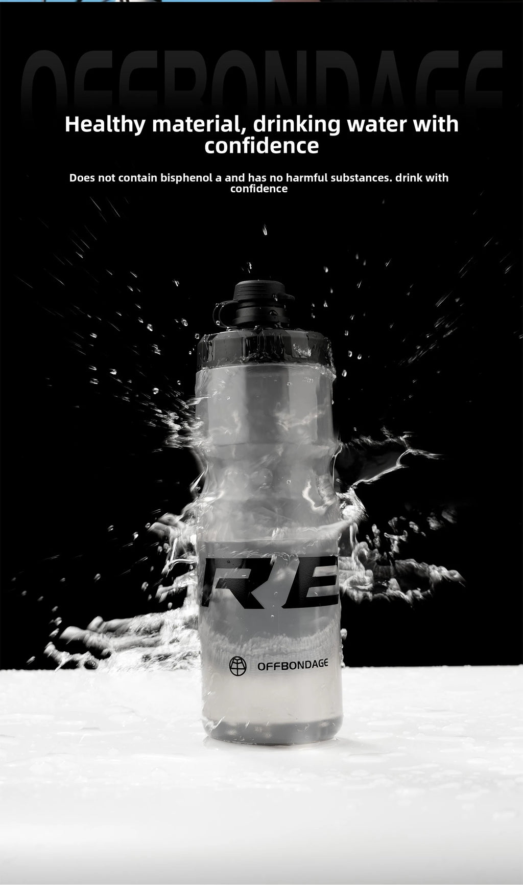 OFFBONDAGE Bicycle Water Bottle Squeezable Cycling Bottle Non-Deform Ultralight Sports Bottle Outdoor Camping Bike Drink Bottle