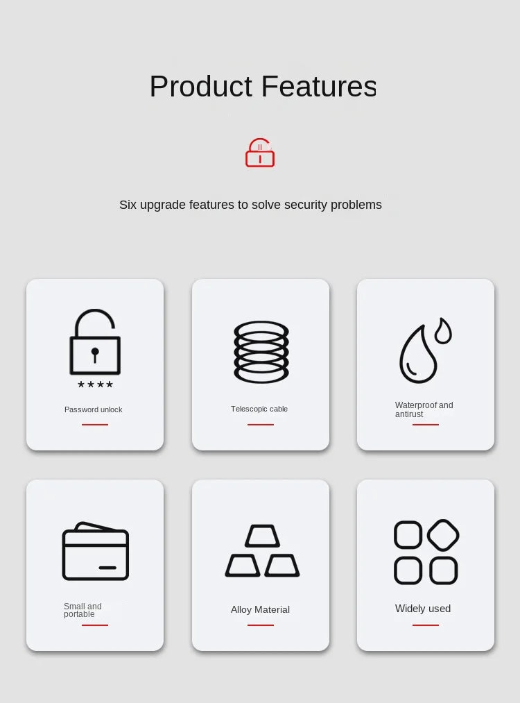 Bicycle Lock Steel Wire Chain Lock Mountain Bike Motorcycle Anti-theft Code Steel Wire Rope Lock Luggage Lock Helmet Lock