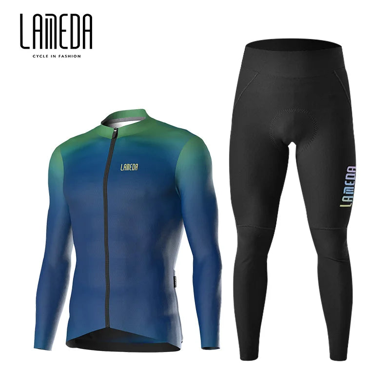 Lameda Bicycle Clothes Set Comfortable Breathable Tight Quick Drying Men's Cycling Clothes Long Sleeved Top Bicycle Pants