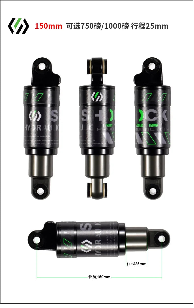 Bike Rear Shock Absorber, Bicycle Hydraulic Shock Absorbers, Suspension, 120mm, 125mm, 150mm, 165mm, 185mm, 190mm,200mm Dropship