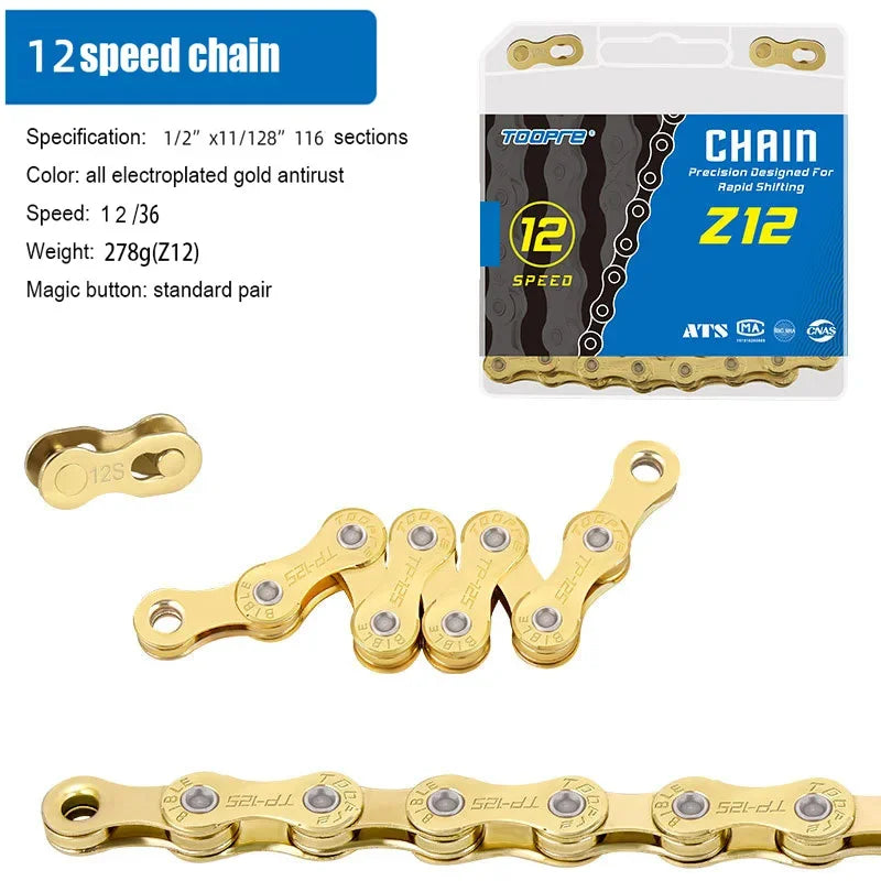 Bicycle Chain 6 7 8 9 10 11 12 Speed Variable Mountain Road Bike Anti-rust Electroplated Gold Chains Cycling Durable Accessories