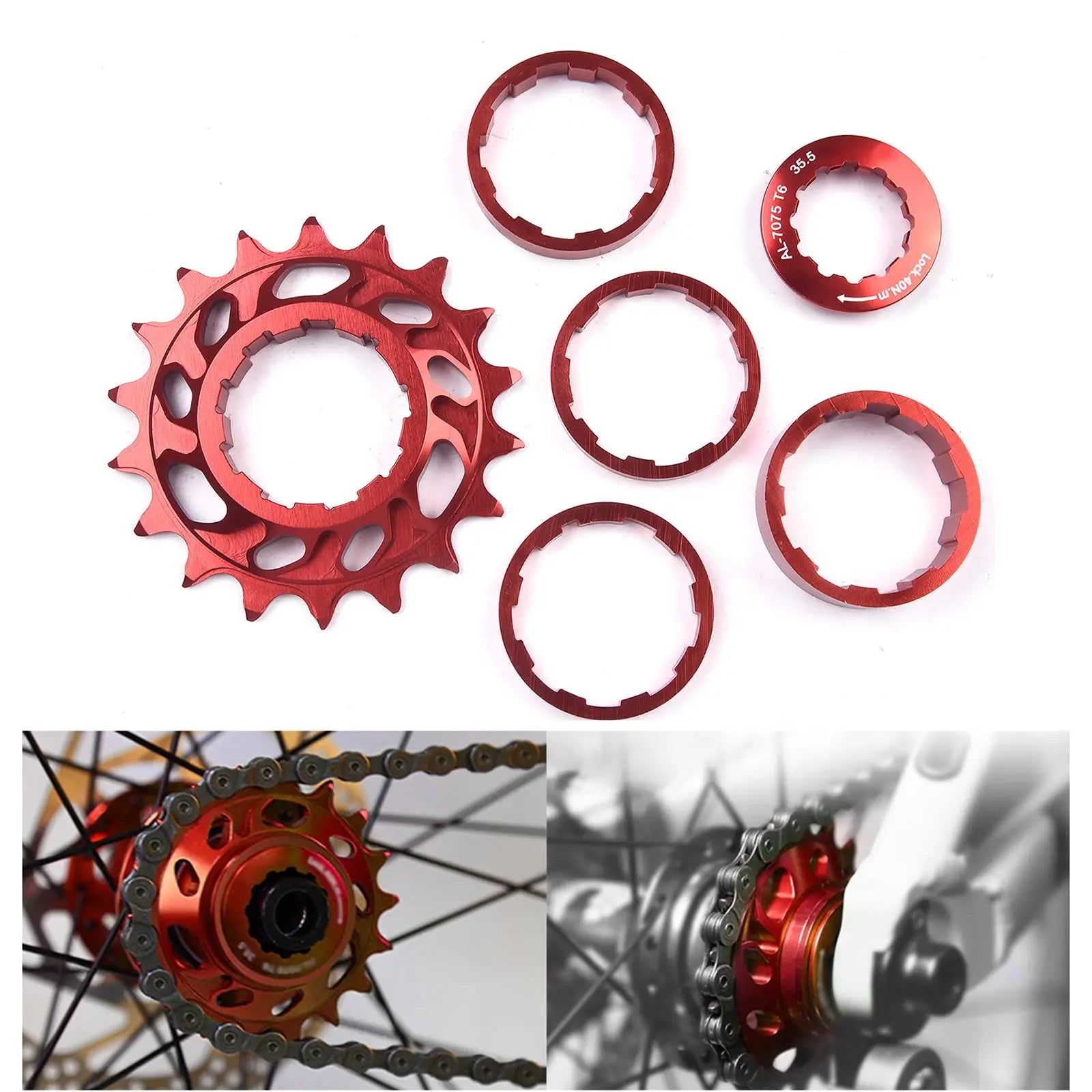 Mountain Bike Cassettes Freewheels 18T Aluminum Alloy Single Speed Flywheel Conversion Kit Bicycle FixedGear Accessories