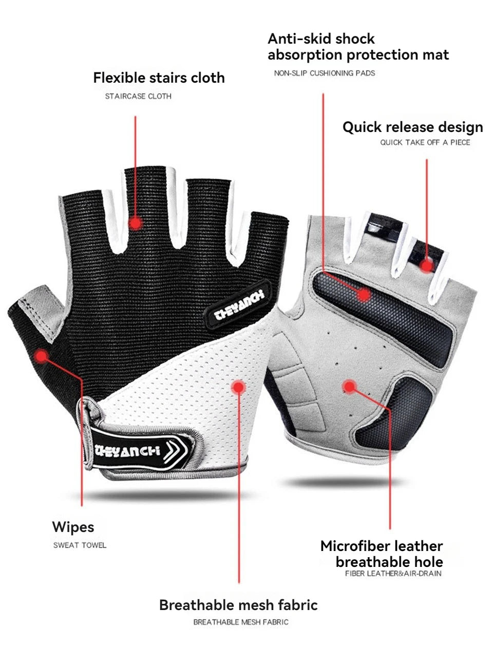 GTUBIKE Cycling Gloves Bicycle Gloves Mountain Bike Gloves – Anti Slip Shock Absorbing Padded Half Finger Short Sport Gloves