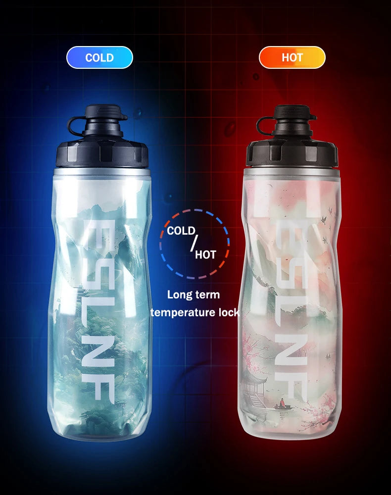 Insulated Keep Cold Cycling Water Bottle 610ML Big Capacity Road Bicycle Bottle Squeeze MTB Bottle Sports Drinking Bottle