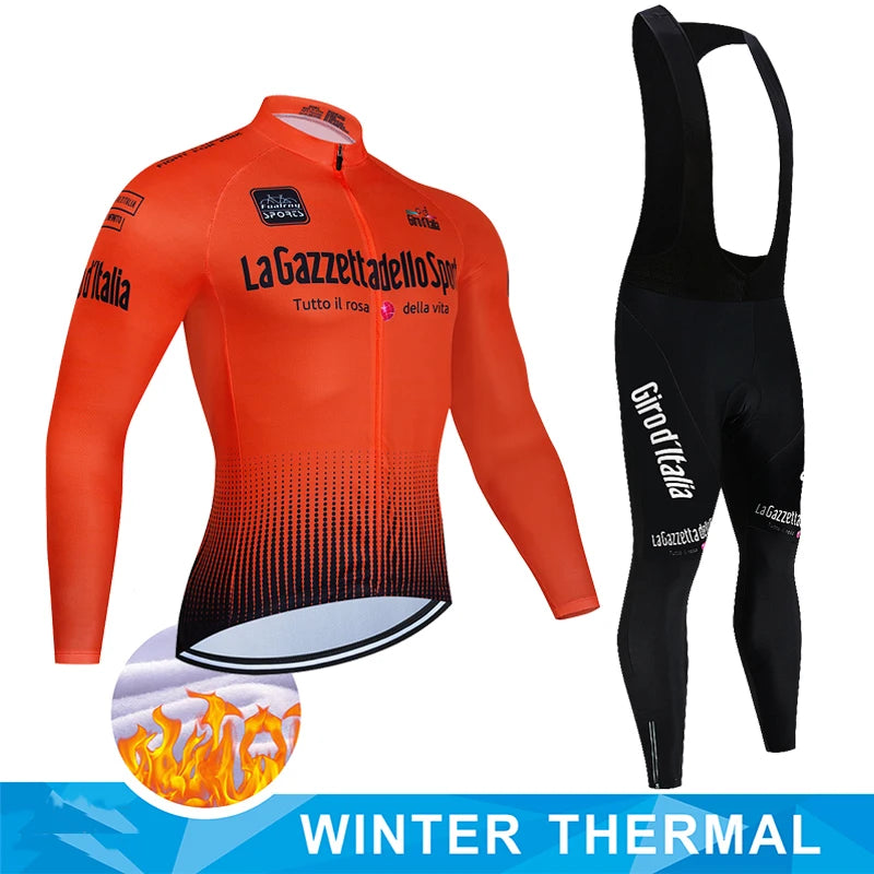 Tour De Italy D'ITALIA Cycling Clothes Men's Blouse Uniform Costume Bike Fleece Jersey Sports Set Pants Man Bicycle Clothing Bib