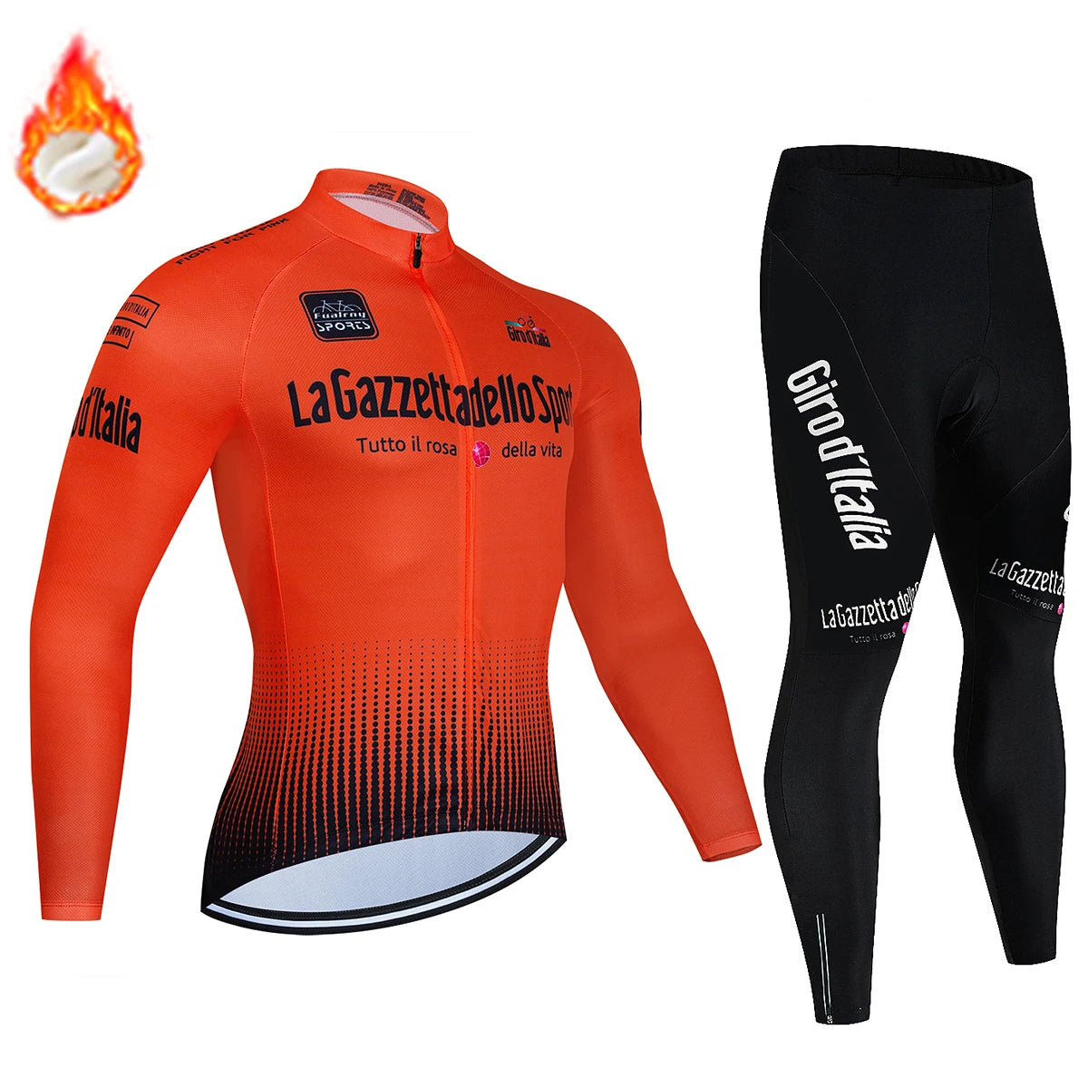 Tour De Italy D'ITALIA Cycling Clothes Men's Blouse Uniform Costume Bike Fleece Jersey Sports Set Pants Man Bicycle Clothing Bib