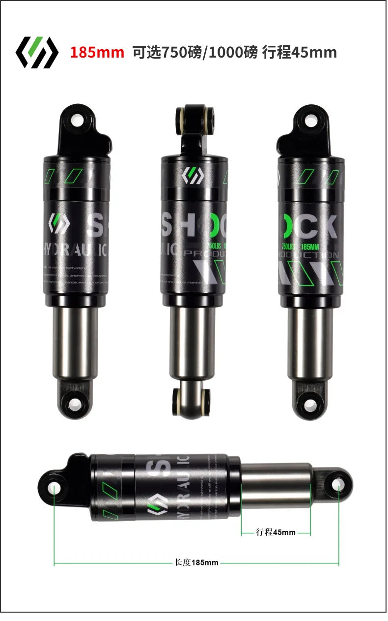 Bike Rear Shock Absorber, Bicycle Hydraulic Shock Absorbers, Suspension, 120mm, 125mm, 150mm, 165mm, 185mm, 190mm,200mm Dropship