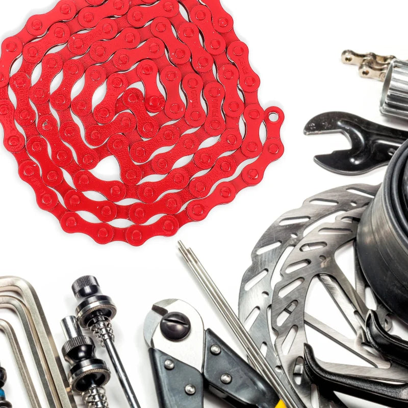 Red Bicycle Chains Bike Chain Replacement Accessories Steel Cycling Supply Mountain Bike Chains Durable Bike Parts Reusable