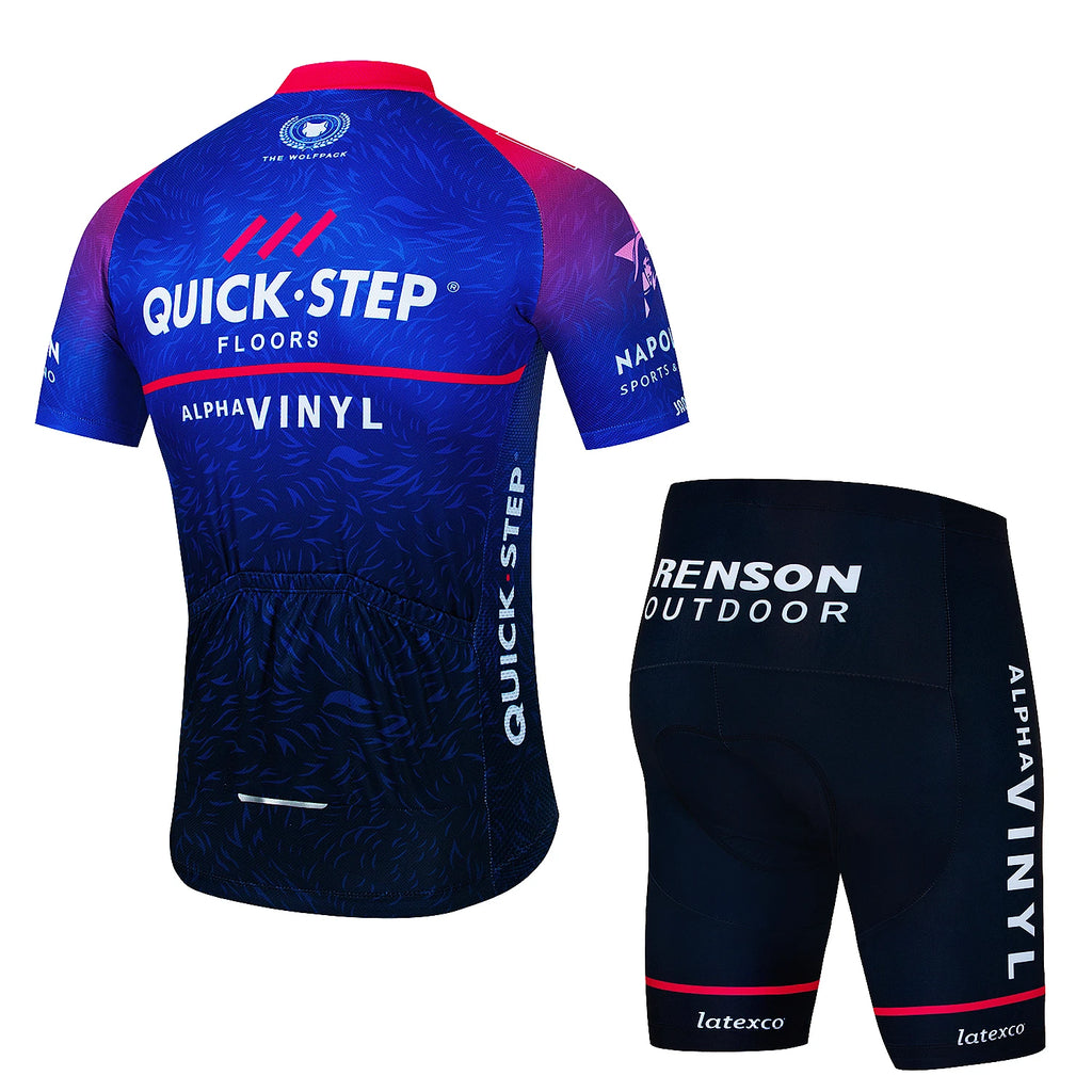 Cycling Jersey Set Men's QUICK STEP Cycling Set Summer Outdoor Sport Bicycle Wear Clothing Breathable Bike Clothes MTB Cycling