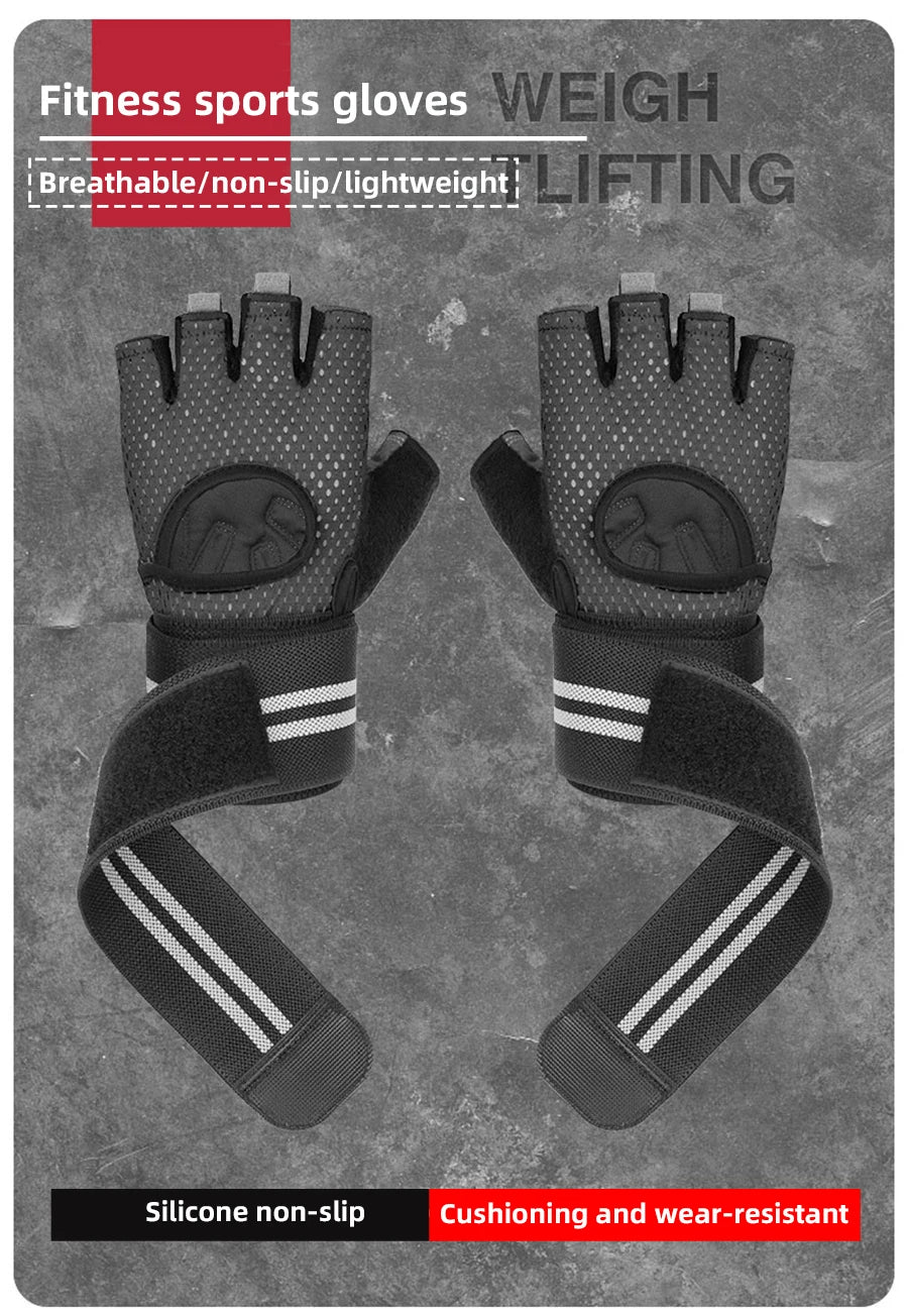 With Anti-Slip Shock-Absorbing Workout Gloves Motorcycle Exercise Cycling Gloves Weight Lifting Gym Training Light Biking Gloves