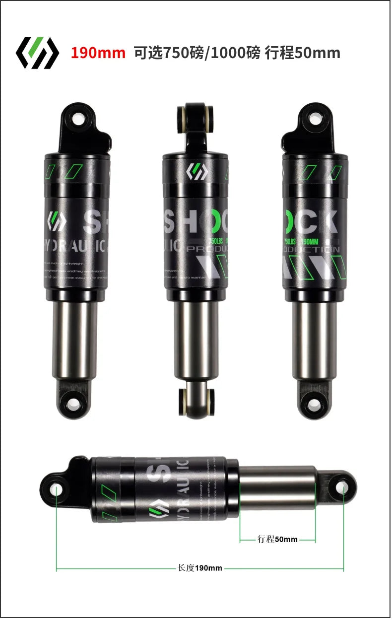 Bike Rear Shock Absorber, Bicycle Hydraulic Shock Absorbers, Suspension, 120mm, 125mm, 150mm, 165mm, 185mm, 190mm,200mm Dropship