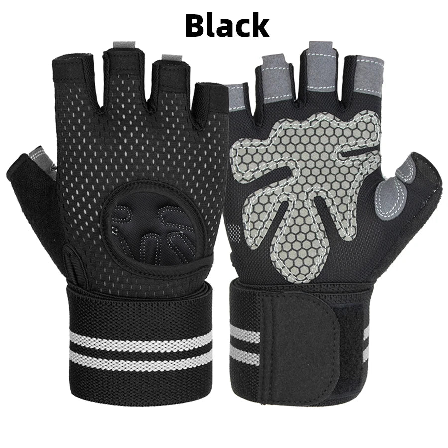 With Anti-Slip Shock-Absorbing Workout Gloves Motorcycle Exercise Cycling Gloves Weight Lifting Gym Training Light Biking Gloves