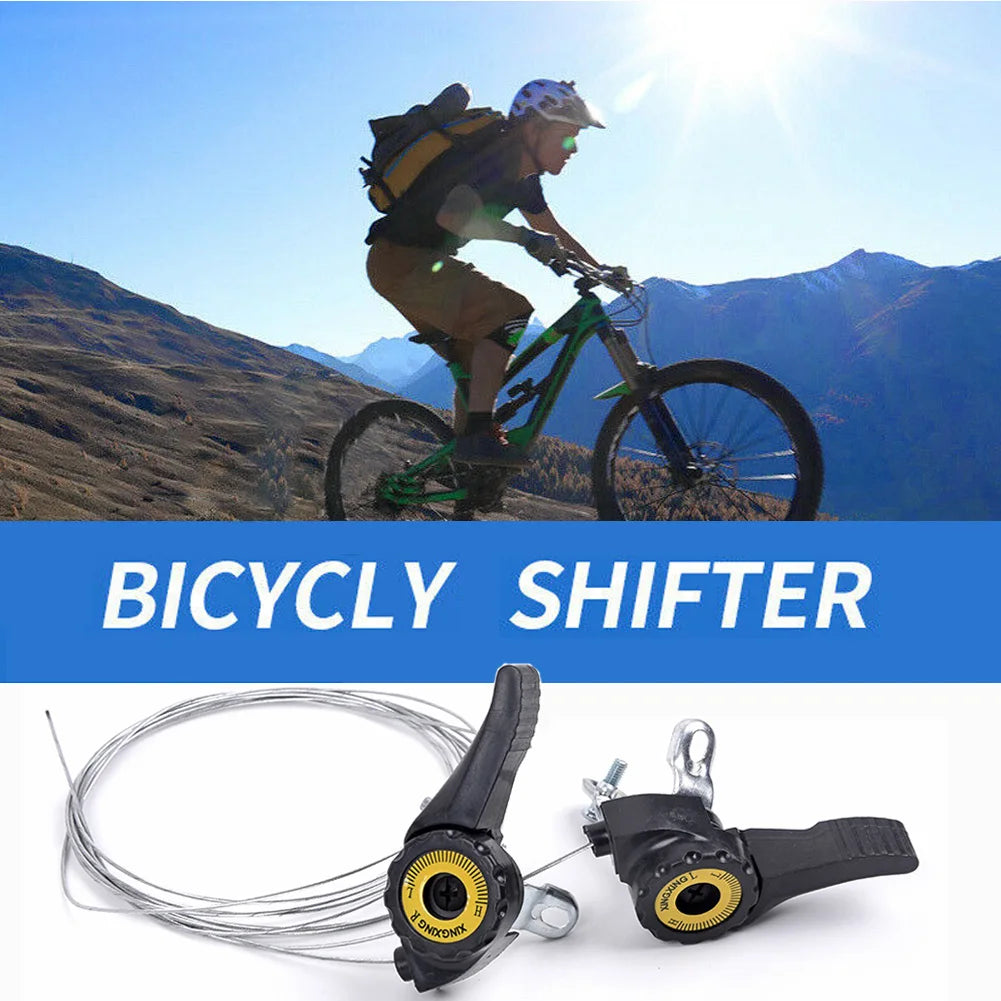 1 Pair Bicycle Shifter 15/18/21 Speed UniversalLever Mountain Bike With Cable Trigger Gear Shift Levers Bicycle Deraille Black