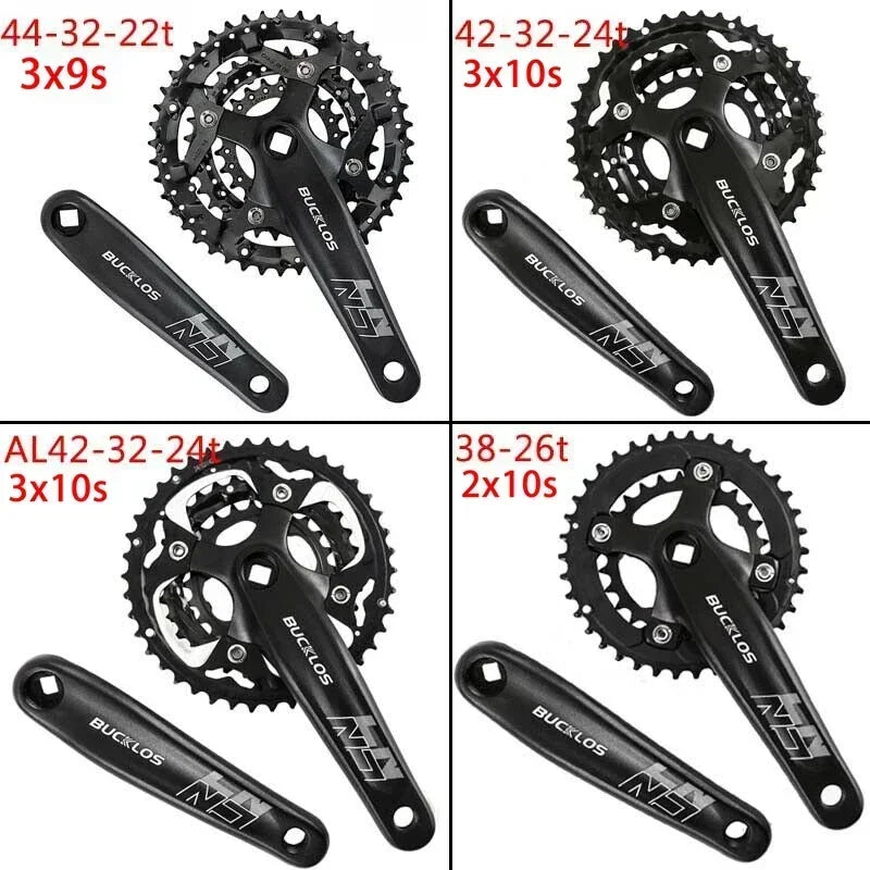 BUCKLOS Mtb Crankset 104/64 BCD Bicycle Crankset 3*9S 3*10S Triple Crank Set Square Crank with Chainwheel Cycling Parts