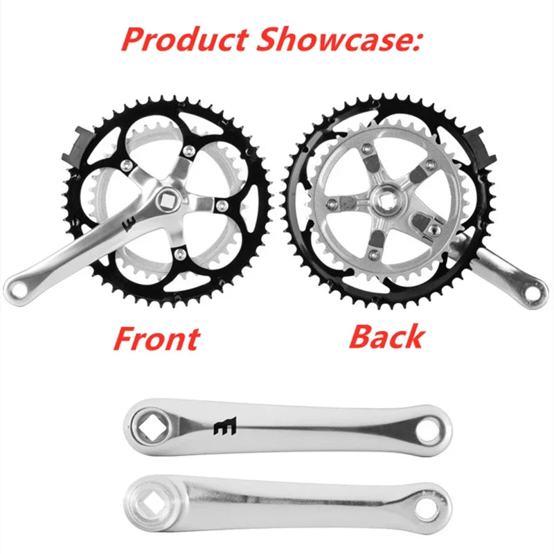 Bicycle Crankset, Aluminum Alloy Road Bike Crank And Chainring Set, 52-39T Chainwheel, For Road/Folding Bicycles
