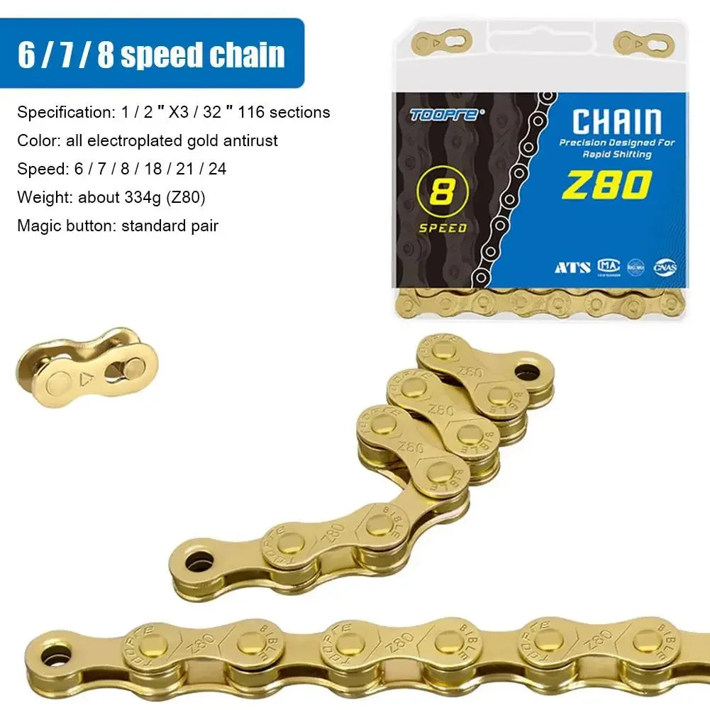 Bicycle Chain 6 7 8 9 10 11 12 Speed Variable Mountain Road Bike Anti-rust Electroplated Gold Chains Cycling Durable Accessories
