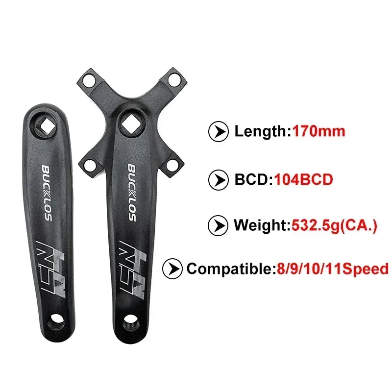 BUCKLOS Mtb Crankset 104/64 BCD Bicycle Crankset 3*9S 3*10S Triple Crank Set Square Crank with Chainwheel Cycling Parts