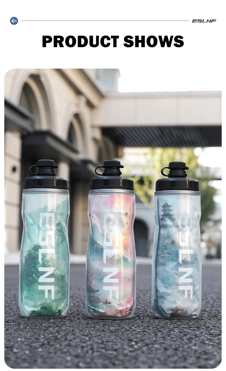 Insulated Keep Cold Cycling Water Bottle 610ML Big Capacity Road Bicycle Bottle Squeeze MTB Bottle Sports Drinking Bottle