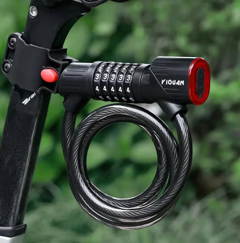 Bicycle Lock Comes With Intelligent Light Sensing Charging Tail Lights Mountain Bikes Road Bikes Password Locks Anti-theft Locks