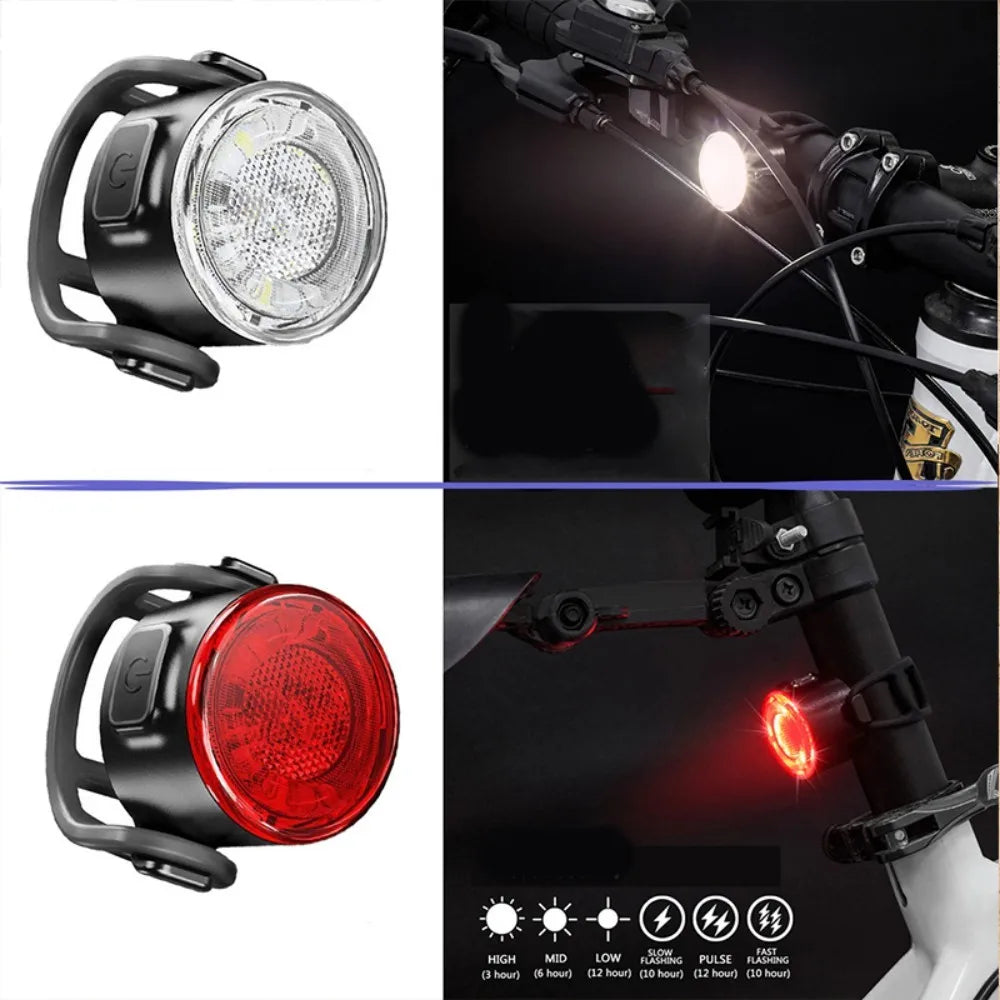 Bike Headlight USB Rechargeable Mini Warning Taillight Highlight Riding Taillight Front Rear Bicycle Lamp Headlights Accessories