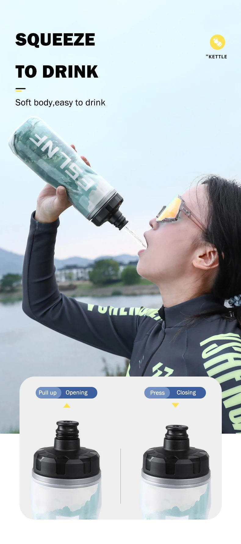 Insulated Keep Cold Cycling Water Bottle 610ML Big Capacity Road Bicycle Bottle Squeeze MTB Bottle Sports Drinking Bottle