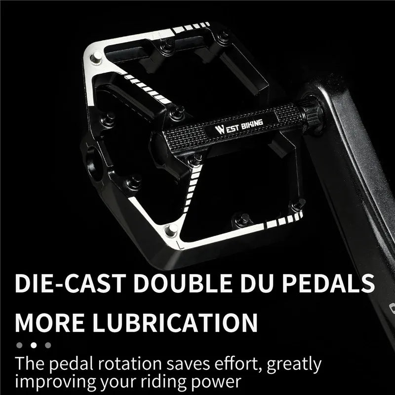 WEST BIKING DU Bearing Bicycle Pedal Anti-slip Cycling Pedal Ultralight Aluminum Alloy MTB Road Bike Pedal Bike Accessories