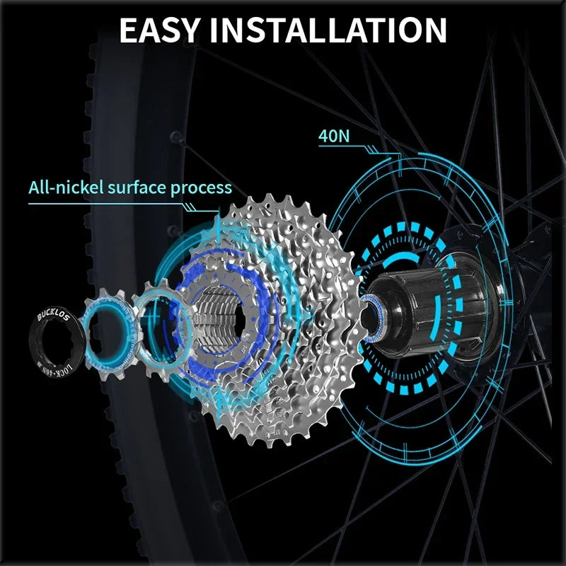 BUCKLOS Bicycle Cassette 10 speed MTB cassette K7 Road Bike Freewheel 25T 28T 32T 34T 36T 40T 10V Bike Cassettes Flywheel For HG