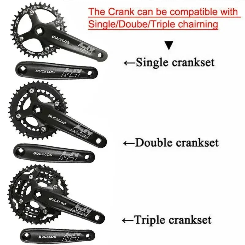 BUCKLOS Mtb Crankset 104/64 BCD Bicycle Crankset 3*9S 3*10S Triple Crank Set Square Crank with Chainwheel Cycling Parts