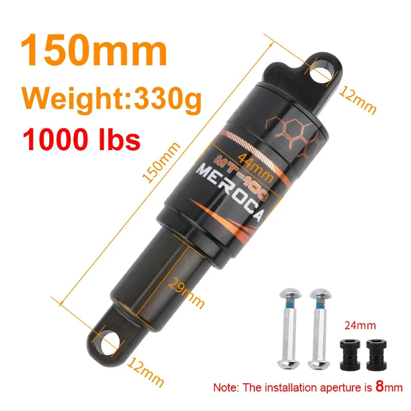 MEROCA Bicycle Rear Shock Absorber 125/150/165/190mm Electric Scooter Shock Absorber Mountain Bike Oil Spring Shock Absorber