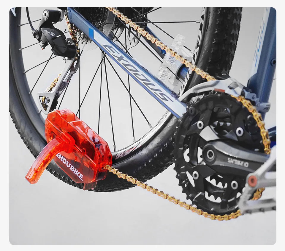 Bicycle Red Chain Cleaner Bike Chain Cleaning Tool Cycling Scrubber Washer Tool Mountain Bike Washing Kit Bicycle Accessories