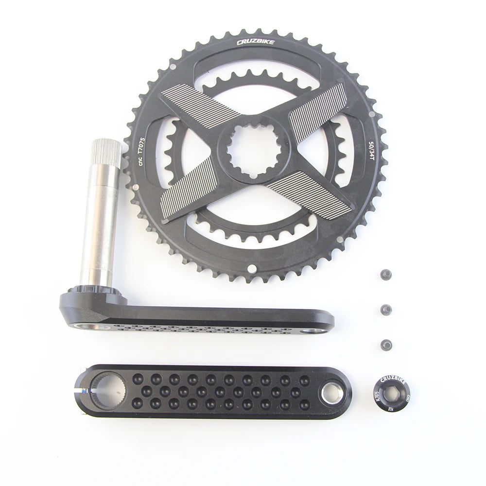 CRUZbike Road Bike Crankset 155/160/165/170/ Crank 9/10/11/12 Speed Double Chainring 46-30/48-32T with Bottom Bracket
