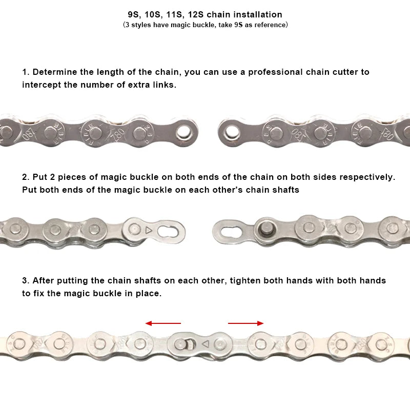 Bicycle Chain For Single/6-7-8/9/10/11/12 Speed Mountain Road Bike Chain MTB 24/27/30 Variable Speed Silver Cycling Accessories