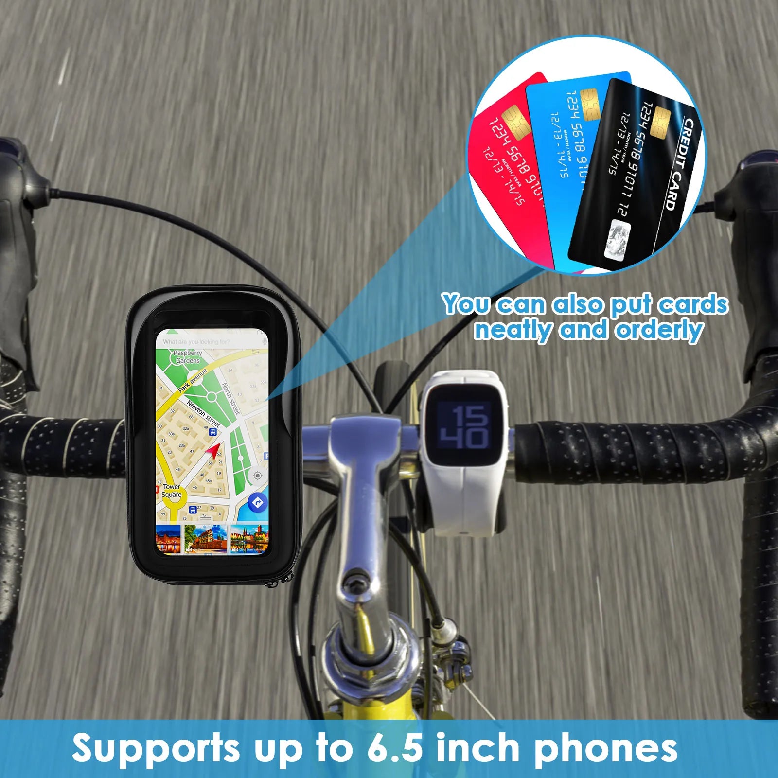 360° Rotatable Bike Phone Holder Bag Waterproof Motorcycle Handlebar Bag Bicycle Pouch Touch Screen Phone Mount Accessories