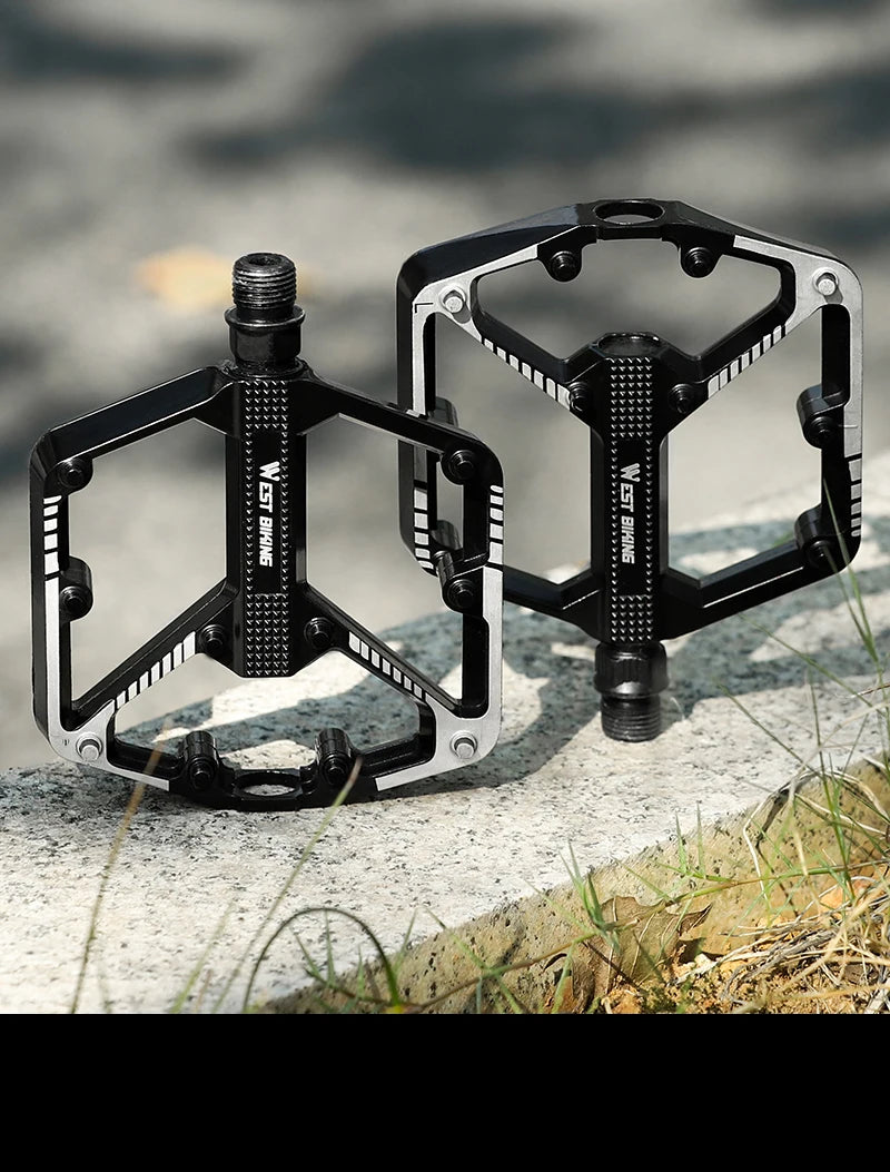 WEST BIKING DU Bearing Bicycle Pedal Anti-slip Cycling Pedal Ultralight Aluminum Alloy MTB Road Bike Pedal Bike Accessories